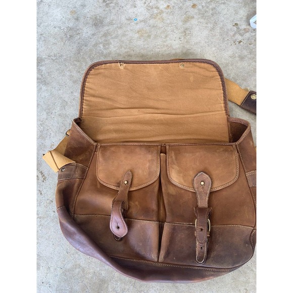 TIMBERLAND Military Style Heavy Leather Briefcase / Messenger Bag Vintage OG - Picture 3 of 10